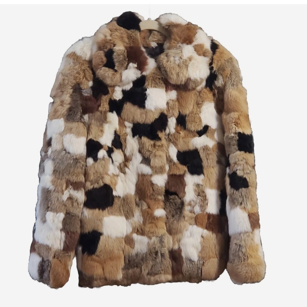 Vintage Patchwork Rabbit Fur Mob wife Jacket